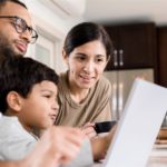 Family with laptop online security