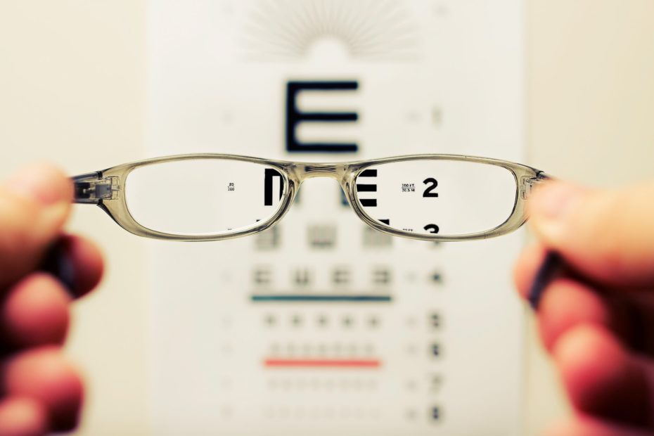 Eye chart with glasses